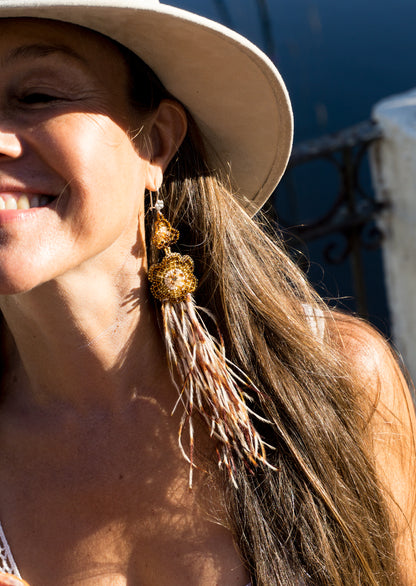 Aretes Pampas Neutro/Dorado